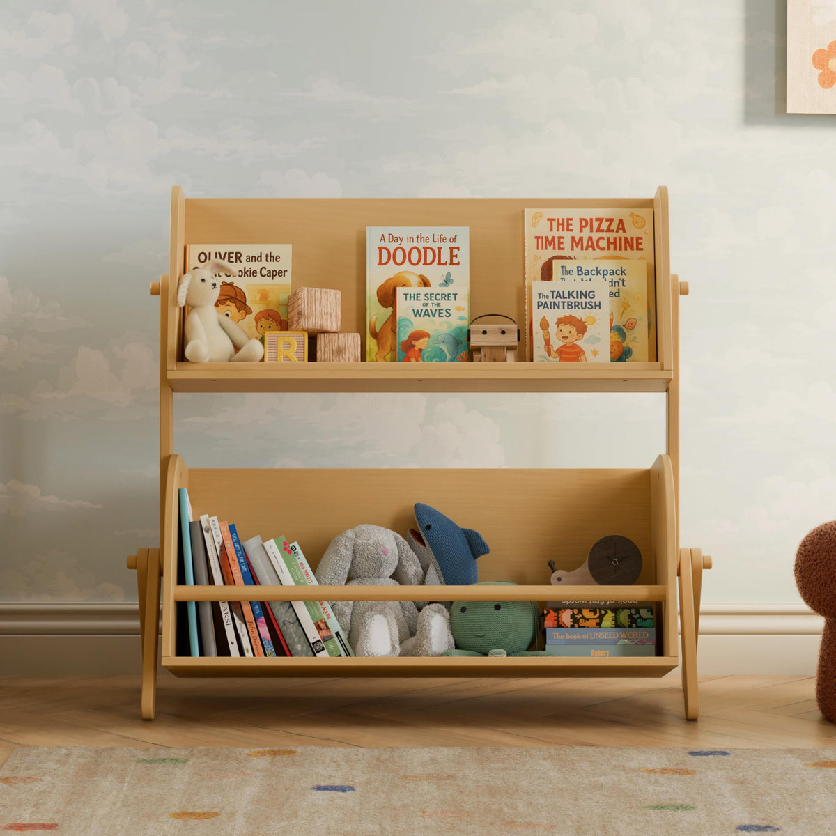 Kids Storage Bookshelf With Open Display Shelves