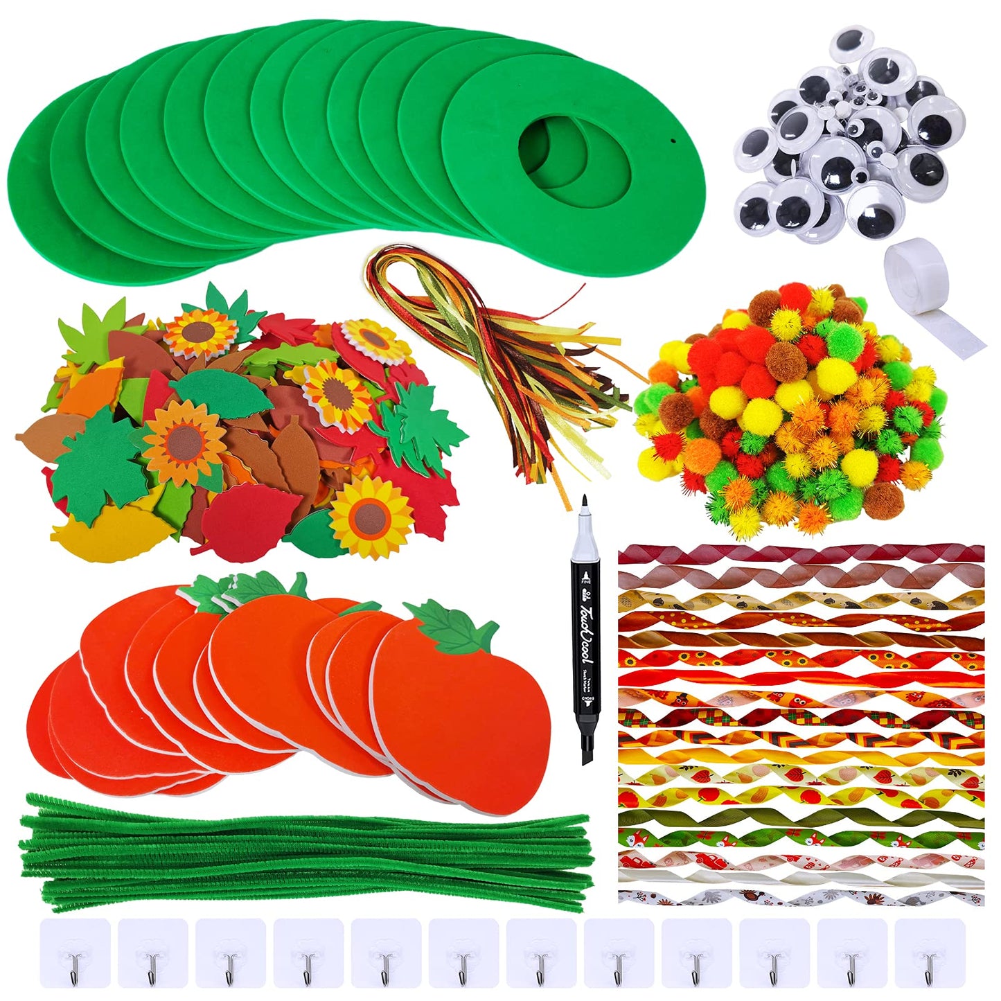 Kids Fall Craft Kit 12-Set With Foam Decorations