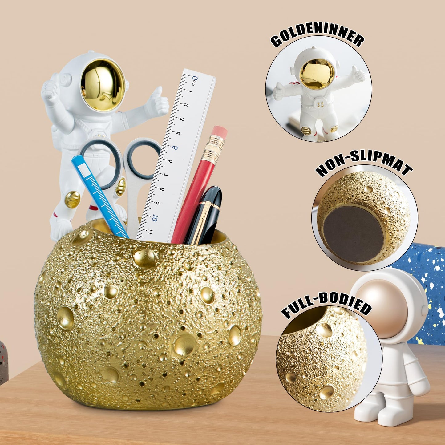 Astronaut Pen Holder With Decorative Desk Storage