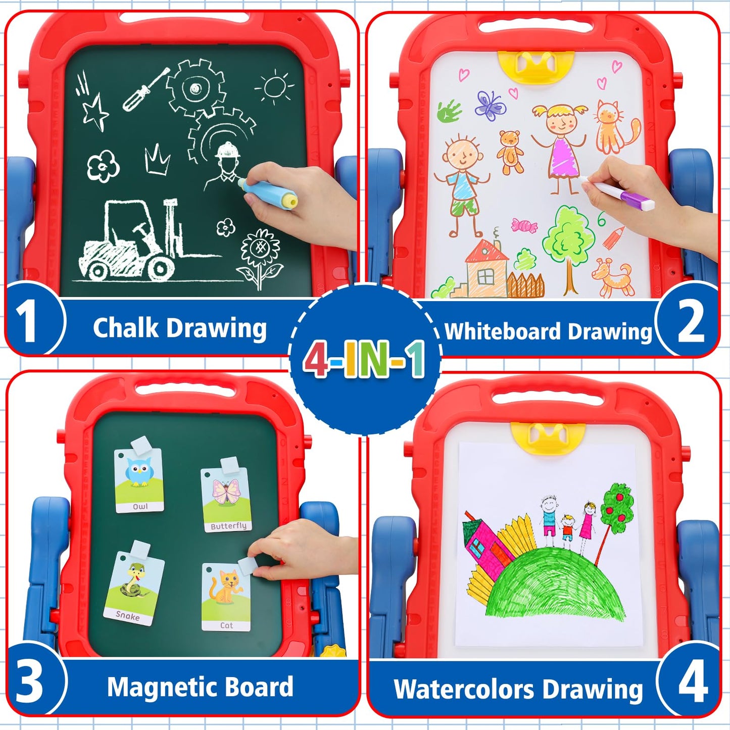 Kids Double-Sided Art Easel With Magnetic Boards
