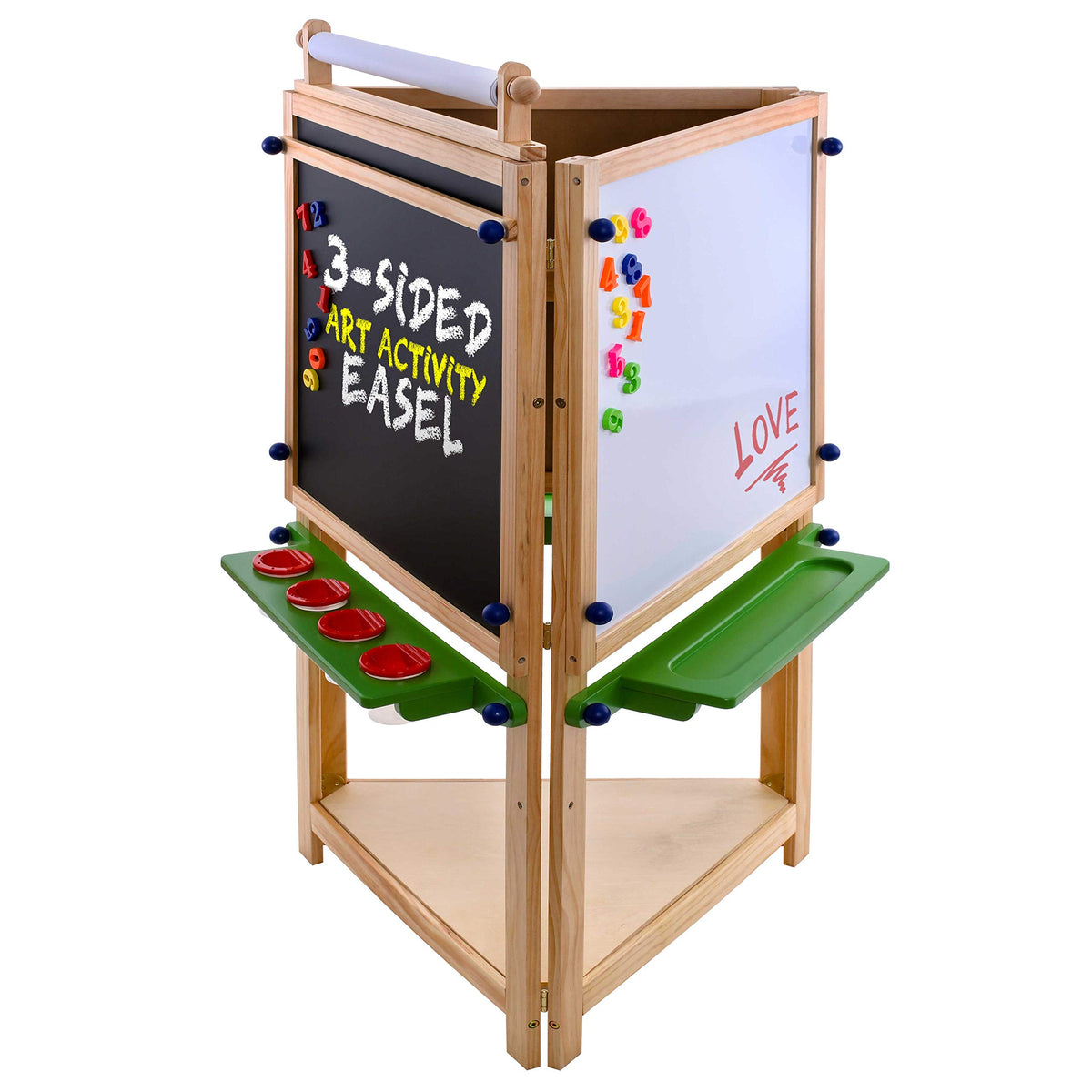 Three-Sided Wooden Art Easel for Kids