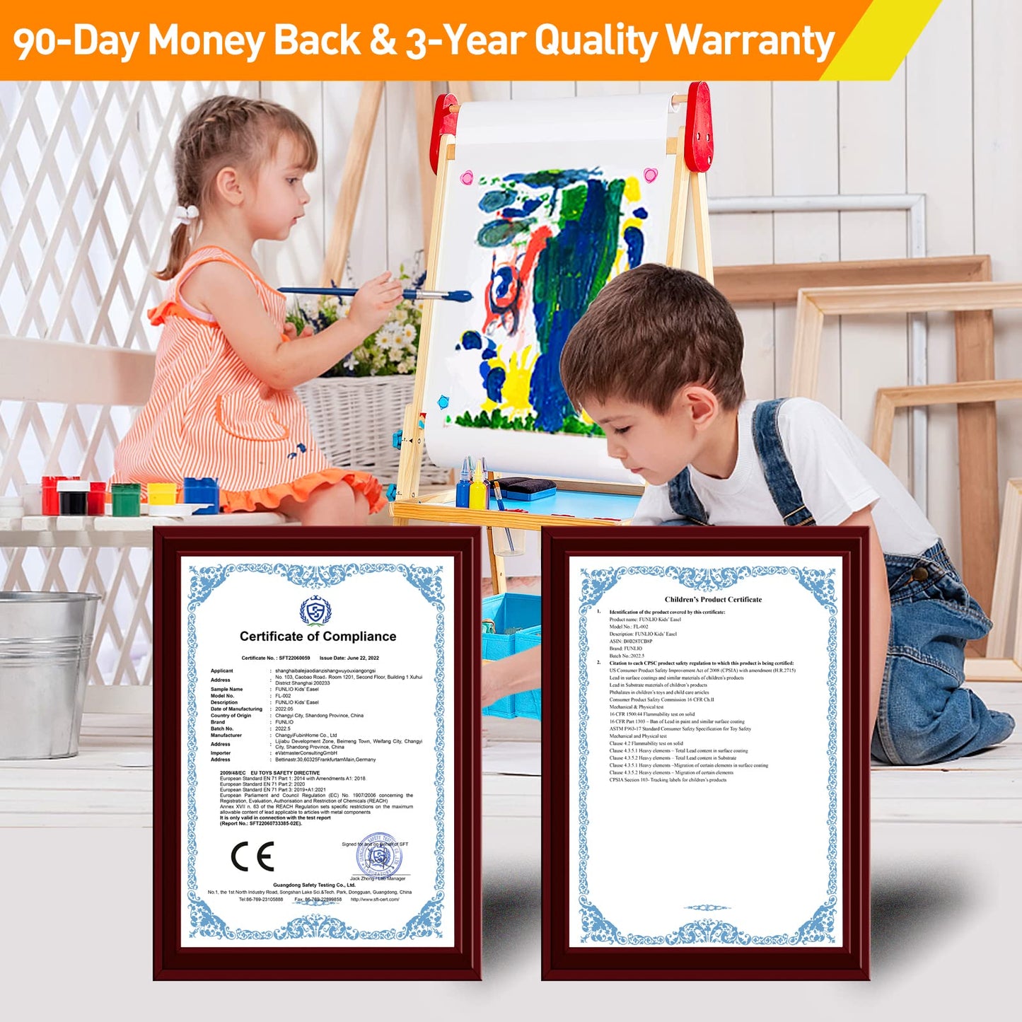 Adjustable Kids Art Easel With Anti-Warp Design