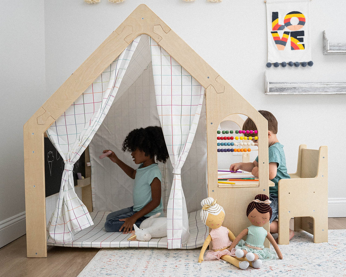 5-in-1 Montessori Wooden Playhouse With Desk