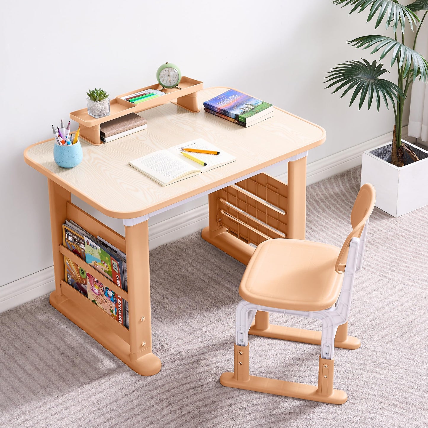 Adjustable Kids Desk & Chair Set With Storage