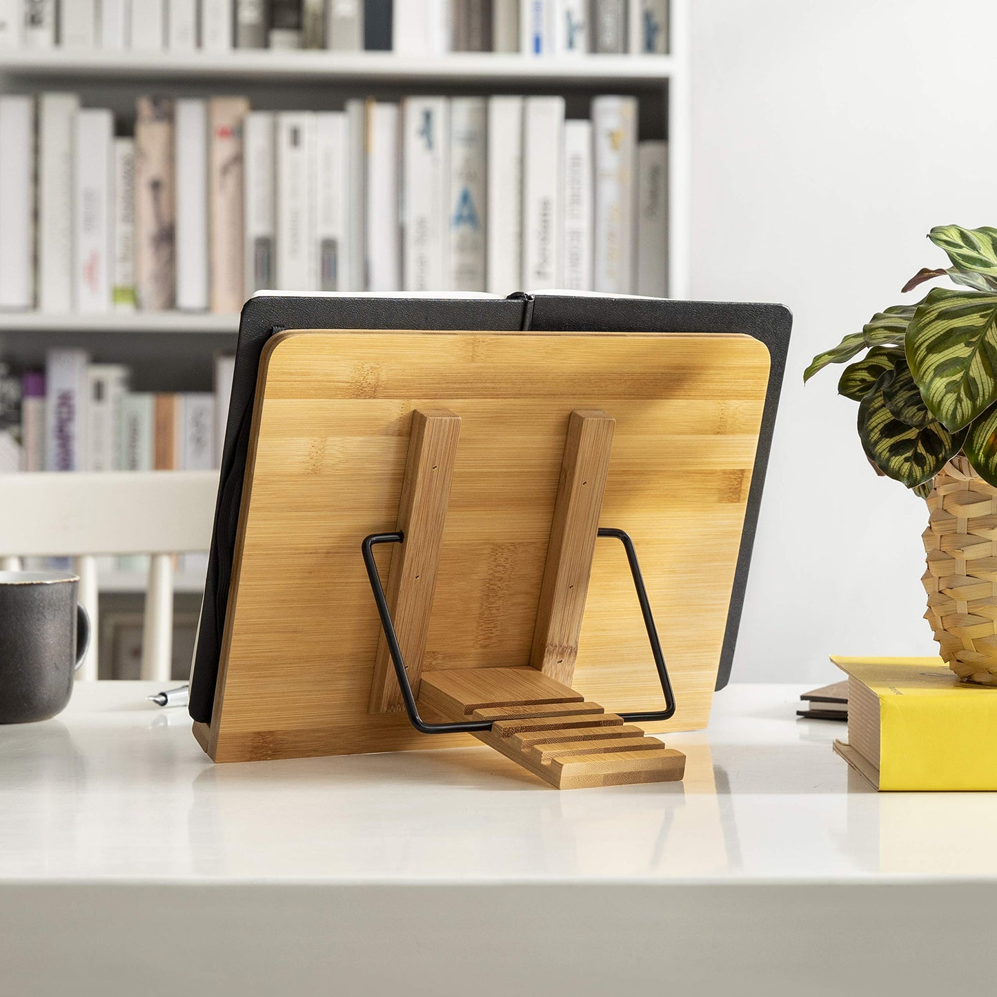 Bamboo Book Stand for Reading & Cookbooks