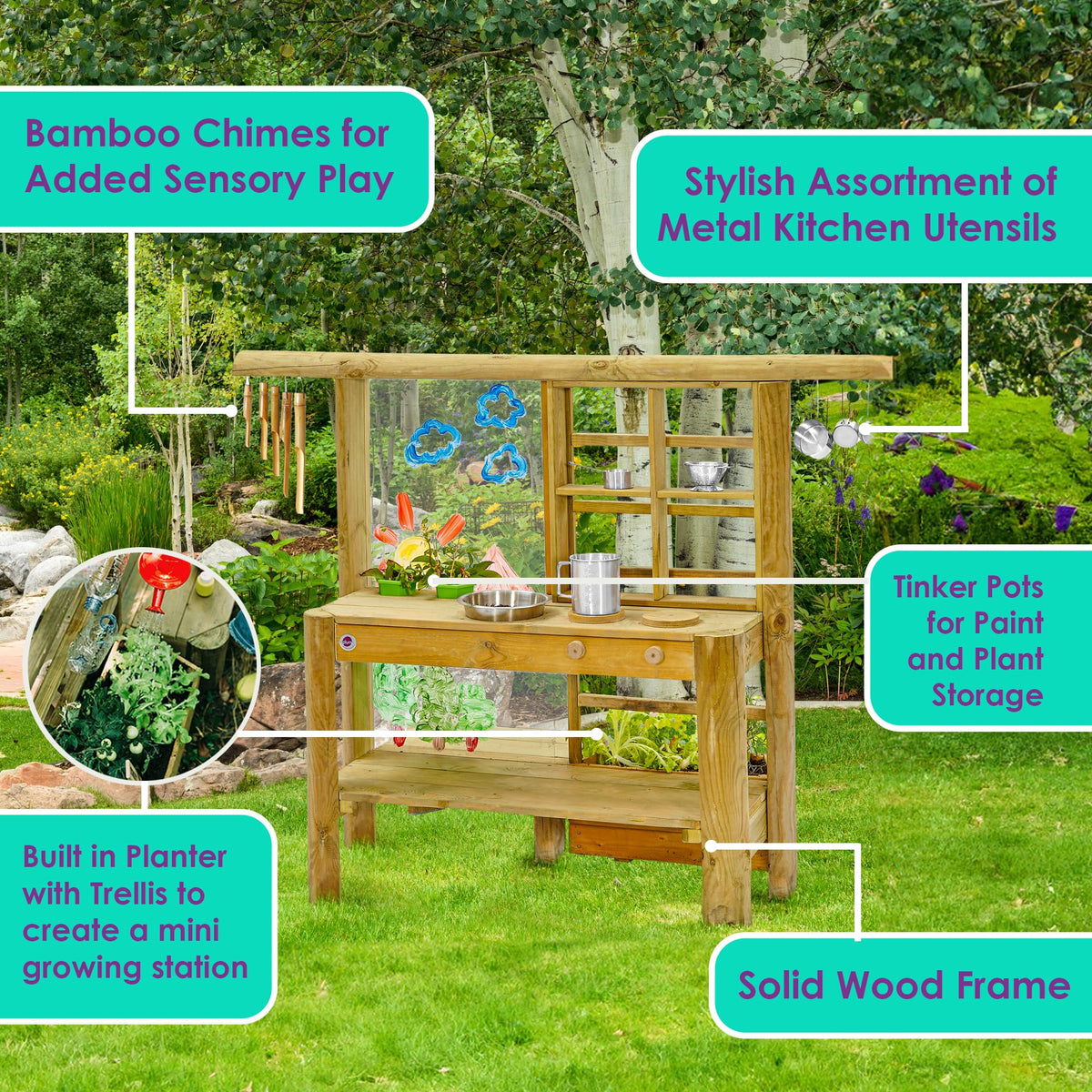 Outdoor Wooden Art Easel With Weatherproof Finish
