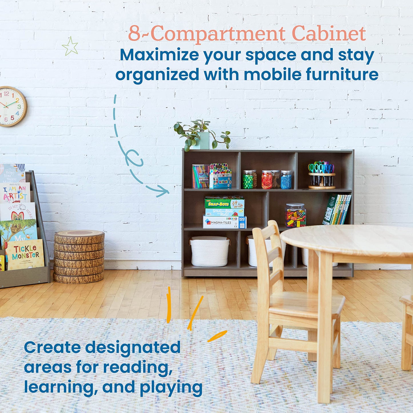 8-Compartment Storage Cabinet With 36-Inch Height